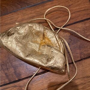 Bottega Veneta Metallic Gold Wristlet